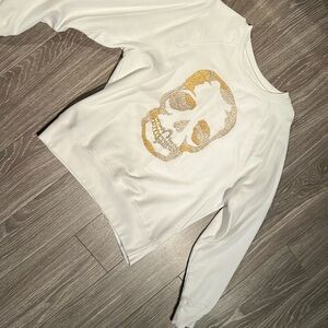 Zadig & Voltaire women’s Glitter Skull Sweatshirt Metallic Embroidered Size M